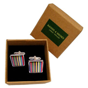 Bassin and Brown Striped Enamel Cufflinks - Multi-colour