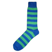 Bassin and Brown Striped Midcalf Socks - Green/Blue