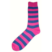 Bassin and Brown Striped Midcalf Socks - Pink/Blue