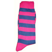 Bassin and Brown Striped Midcalf Socks - Pink/Blue