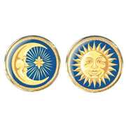 Bassin and Brown Sun and Crescent Moon Cufflinks - Blue/Yellow