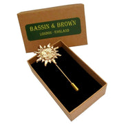 Bassin and Brown Sun Lapel Pin - Gold