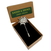 Bassin and Brown Sun Lapel Pin - Silver
