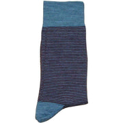Bassin and Brown Thin Stripe Socks - Blue/Wine