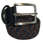 Bassin and Brown Three Colour Stripe Woven Belt - Brown/Navy/Teal