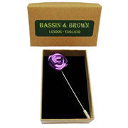 Bassin and Brown Two Colour Rose Jacket Lapel Pin - Purple/Lilac