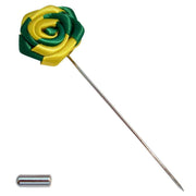 Bassin and Brown Two Colour Rose Jacket Lapel Pin - Yellow/Green