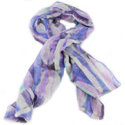 Bassin and Brown Vanilla Abstract Stripe Cotton Scarf  - Purple/Lilac