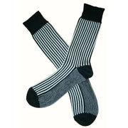 Bassin and Brown Vertical Stripe Midcalf Socks - Black/White