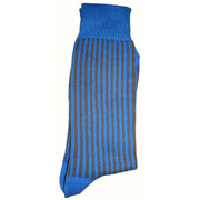 Bassin and Brown Vertical Stripe Midcalf Socks - Blue/Grey