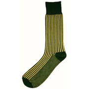 Bassin and Brown Vertical Stripe Midcalf Socks - Green/Yellow