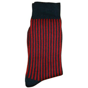 Bassin and Brown Vertical Stripe Midcalf Socks - Navy/Red