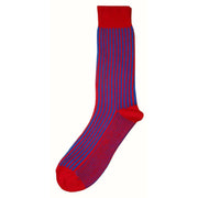Bassin and Brown Vertical Stripe Midcalf Socks - Royal Blue/Red