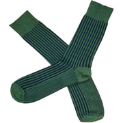 Bassin and Brown Vertical Striped Socks - Green/Navy
