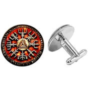 Bassin and Brown Viking Symbol Cufflinks - Burnt Orange/Antique Silver