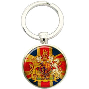 Bassin and Brown Vintage British Union Jack Flag Key Ring - Red/White/Blue