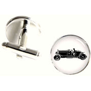 Bassin and Brown Vintage Motor Cycle Cufflinks - White/Black