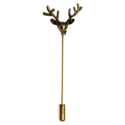 Bassin and Brown Vintage Stag Lapel Pin - Bronze