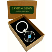 Bassin and Brown Vinyl Disc Key Ring -  Black/Blue
