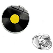 Bassin and Brown Vinyl Disk Lapel Pin - Yellow/Black