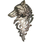 Bassin and Brown Wolf Lapel Pin - Silver