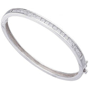 Beginnings Cubic Zirconia Square Channel Set Bangle - Silver/Clear
