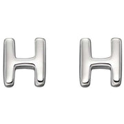 Beginnings H Initial Stud Earrings - Silver
