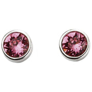Beginnings October Swarovski Birthstone Earrings - Silver/Pink