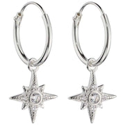 Beginnings Starburst Cubic Zirconia Assembled Hoop Earrings - Silver