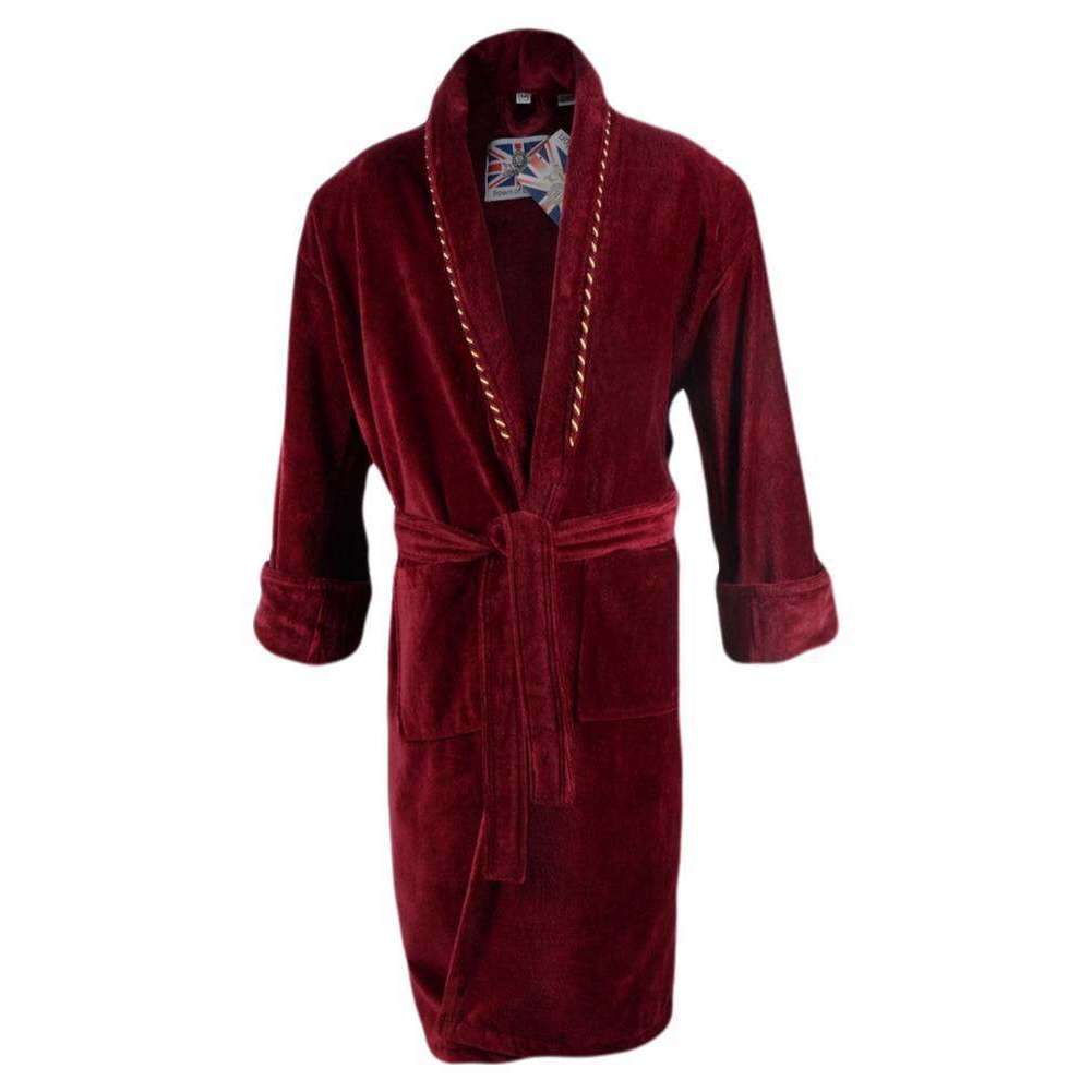 Bown of London Earl Cotton Velour Dressing Gown Burgundy