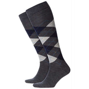 Burlington Edinburgh Knee High Socks - Grey/Navy