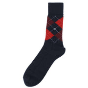 Burlington Preston Argyle Socks - Navy/Red/Burgundy