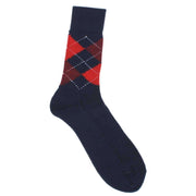Burlington Preston Argyle Socks - Navy/Red/Burgundy