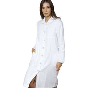 Cottonreal Superfine Shadow Stripe Button Through Robe - White