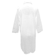 Cottonreal Superfine Shadow Stripe Button Through Robe - White