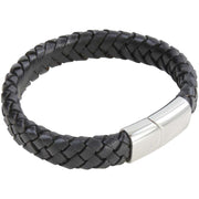David Van Hagen 8mm Leather Bracelet - Black