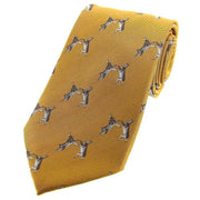 David Van Hagen Boxing Hares Woven Country Silk Tie - Gold