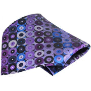 David Van Hagen Circle Pattern Silk Pocket Square - Purple