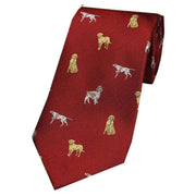 David Van Hagen Dogs Country Silk Tie - Red