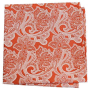 David Van Hagen Edwardian Paisley Silk Pocket Square - Orange