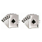 David Van Hagen Fan of Spades Cards Cufflinks - Silver