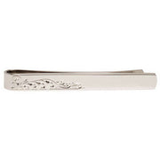 David Van Hagen Floral Engraved Tie Slide - Silver