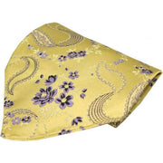 David Van Hagen Floral Pattern Silk Pocket Square - Bright Gold/Lilac