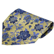 David Van Hagen Floral Patterned Silk Handkerchief - Gold/Blue