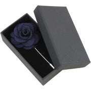 David Van Hagen Flower Lapel Pin - Navy/Silver