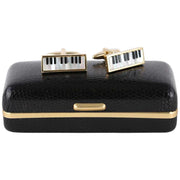David Van Hagen Gold Plated Mother of Pearl and Onyx Keyboard Cufflinks  - White/Black/Gold