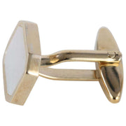 David Van Hagen Gold Plated Mother of Pearl Octagon Cufflinks - White/Gold