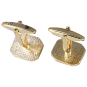 David Van Hagen Gold Plated Mother of Pearl Octagon Cufflinks - White/Gold