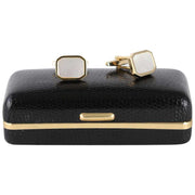 David Van Hagen Gold Plated Mother of Pearl Octagon Cufflinks - White/Gold