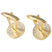 David Van Hagen Gold Plated Mother of Pearl Round Cufflinks - White/Gold